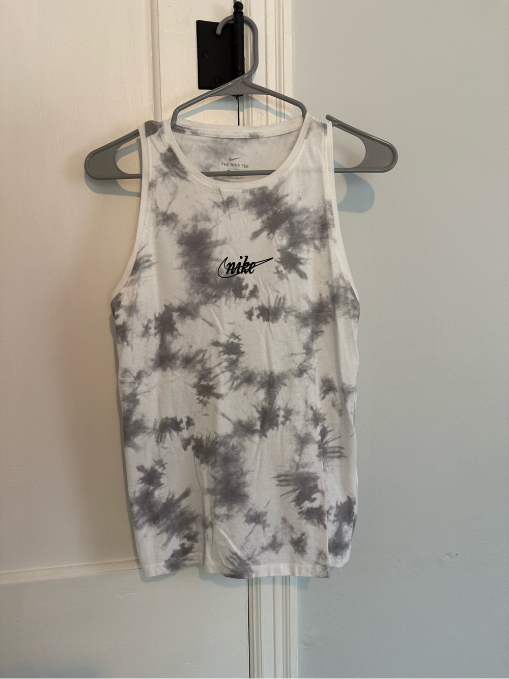 Nike Tie-Dye Tank Top in White & Gray Wash